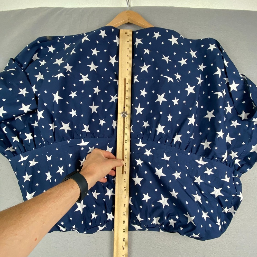 Anthropologie SOMERSET womens Dress XS Short Sleeve Navy White Stars Patriotic - Picture 9 of 11